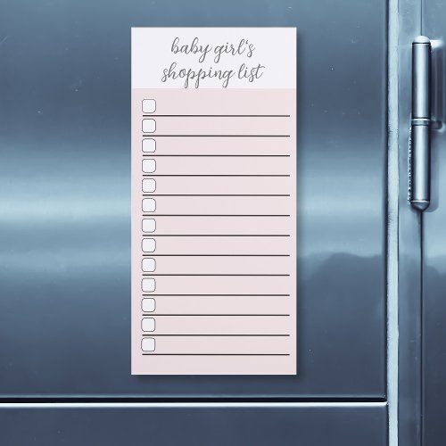 Pink Baby Girl Shopping List Checklist Magnetic Notepad