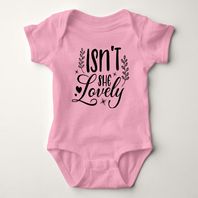 Pink Baby Girl Short Sleeve Baby Bodysuit (Front)