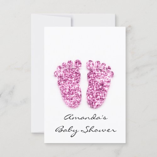 Pink Baby Girl Shower Feet White Fuchsia Invitation