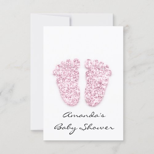 Pink Baby Girl Shower Feet White Invitation