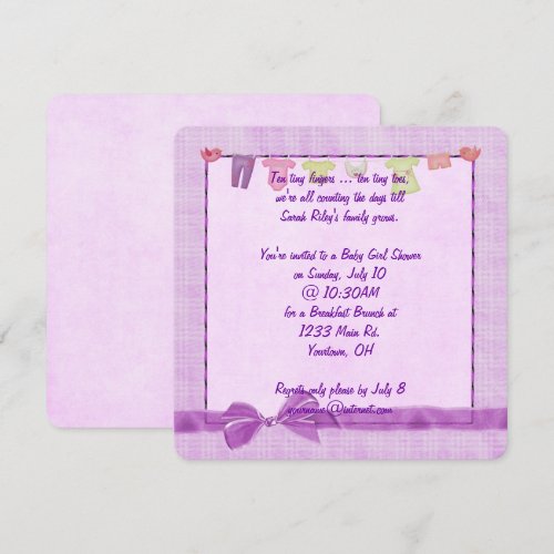 Pink Baby Girl Shower Custom Invitation