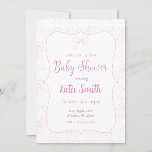 Pink Baby Girl Shower Invitation (Front)