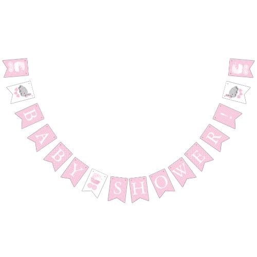 Pink  Baby Girl Shower Party Bunting Flags