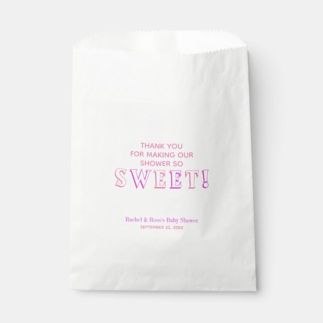 Pink Baby Girl Shower Sweet Candy Buffet Favor Bag (Front)