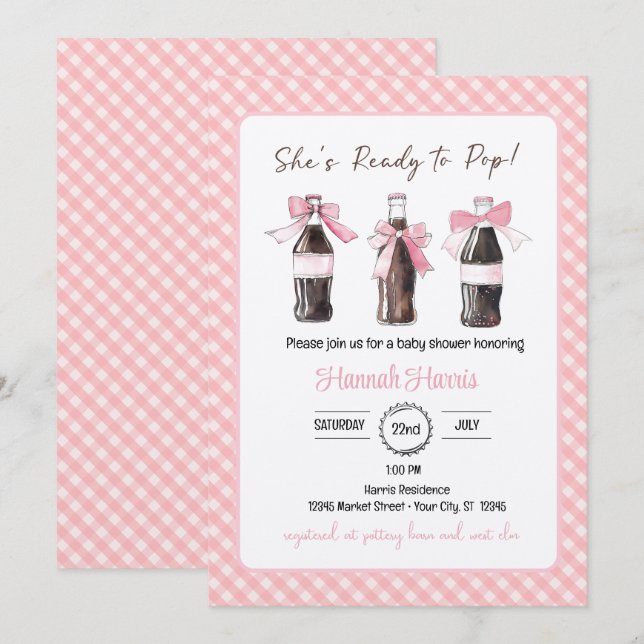 Pink Baby Girl Soda Ready to POP Baby Shower  Invitation (Front/Back)