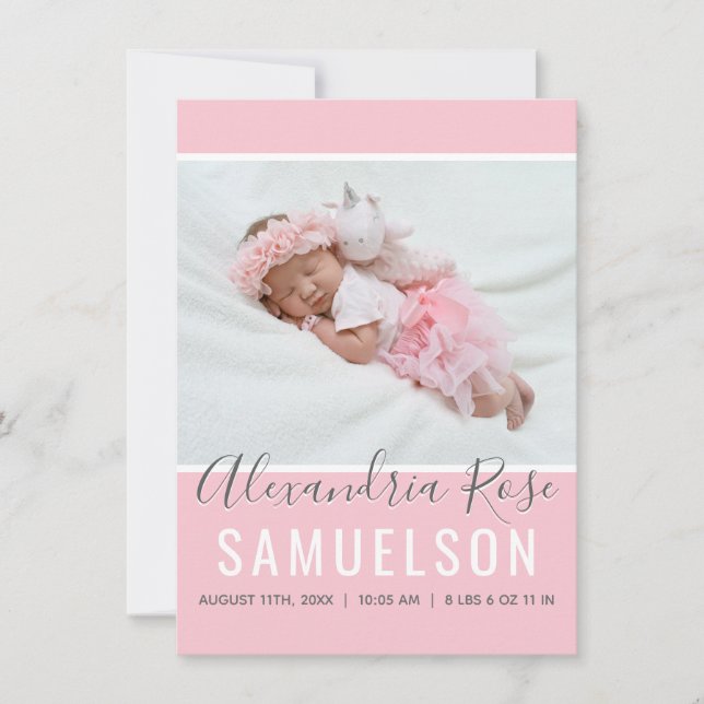 Pink Baby Girl Thank You Baby Shower | PHOTO (Front)