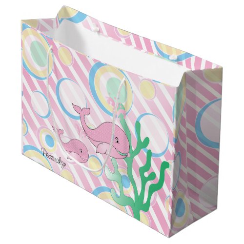Pink Baby Girl Whale Large Gift Bag