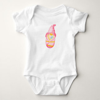 Pink baby Gnome Girl Watercolor Baby Bodysuit