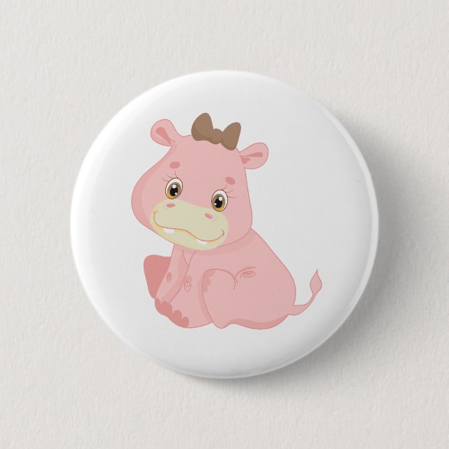 Pink Baby Hippo Button (Front)