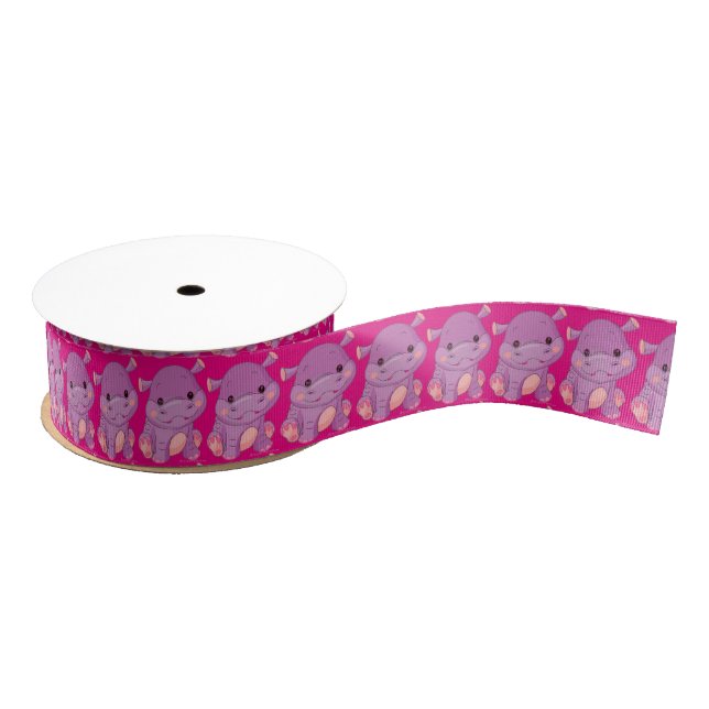 Pink Baby Hippo Ribbon (Spool)