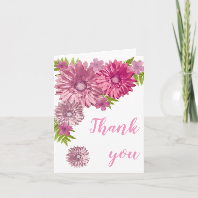 Pink Baby In Bloom Blank Inside Thank You Notes (Front)