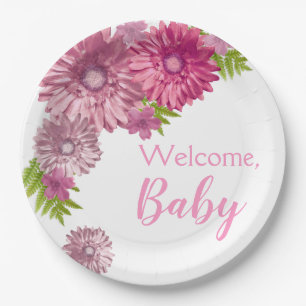 Pink Baby In Bloom Brunch Shower  Paper Plates