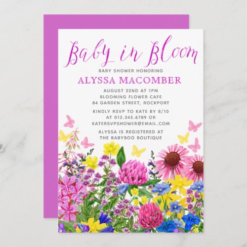 Pink Baby in Bloom Floral Baby Shower Invitation