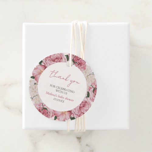 Pink Baby in Bloom Floral Baby Shower Thank You  Favor Tags