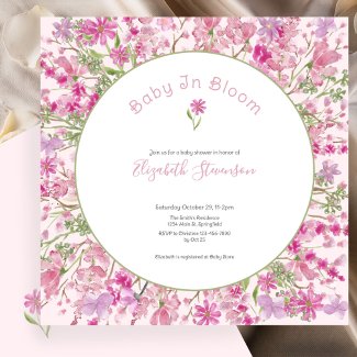 Pink Baby In Bloom Floral Girl Baby Shower