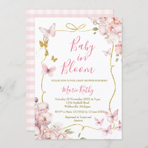 Pink Baby in Bloom Floral Invitation