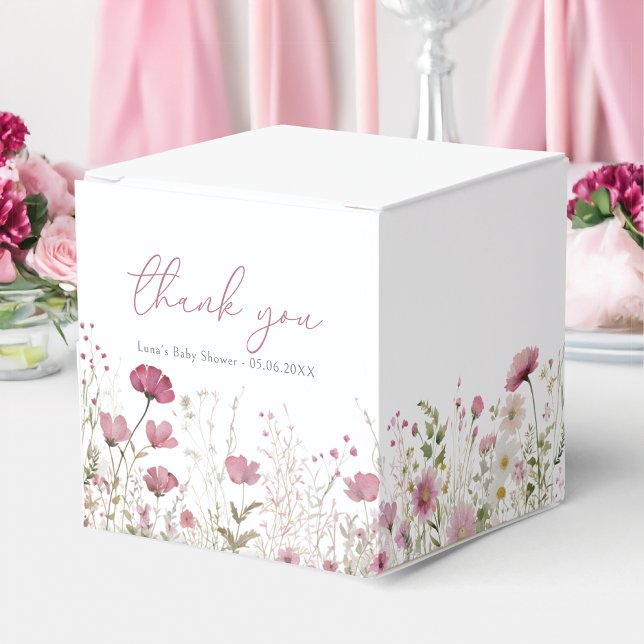 Pink Baby In Bloom Floral Wildflower Baby Shower Favor Boxes (Creator Uploaded)
