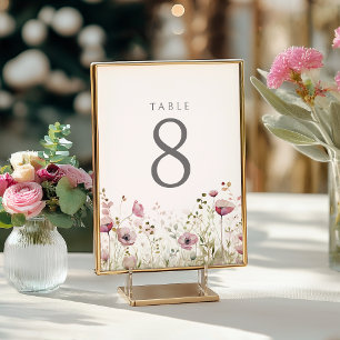 Pink Baby In Bloom Floral Wildflower Baby Shower Table Number
