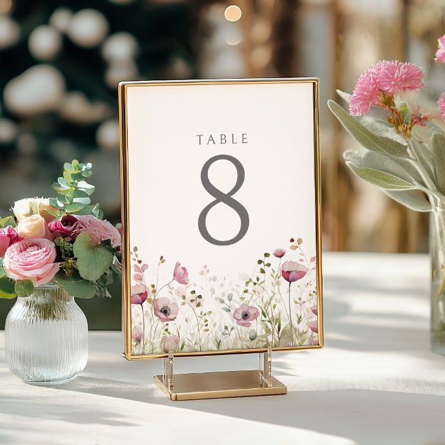 Pink Baby In Bloom Floral Wildflower Baby Shower Table Number (Creator Uploaded)