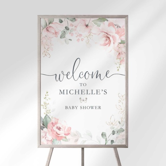 Pink Baby In Bloom Garden Baby Shower Welcome Sign (Creator Uploaded)