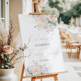 Pink Baby In Bloom Girl Baby Shower Welcome Foam Board