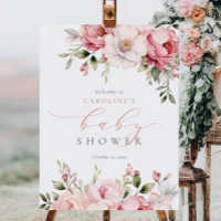 Pink Baby In Bloom Girl Baby Shower Welcome Sign