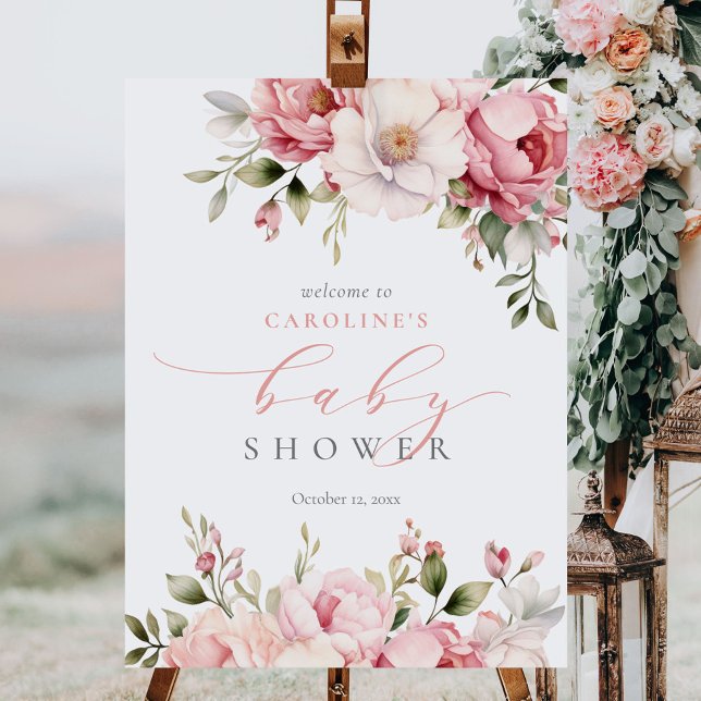 Pink Baby In Bloom Girl Baby Shower Welcome Sign (Creator Uploaded)