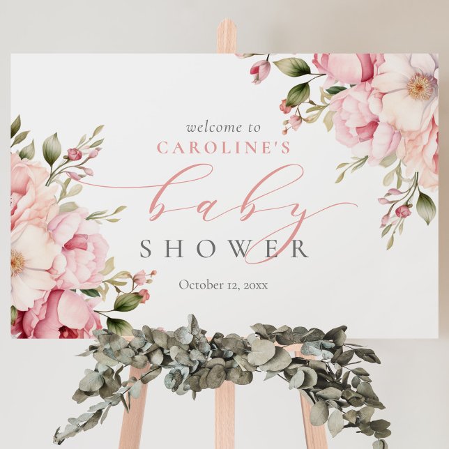 Pink Baby In Bloom Girl Baby Shower Welcome Sign (Creator Uploaded)
