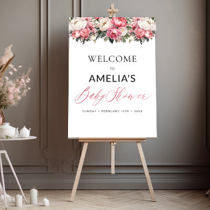 Pink Baby In Bloom Girl Baby Shower Welcome Sign