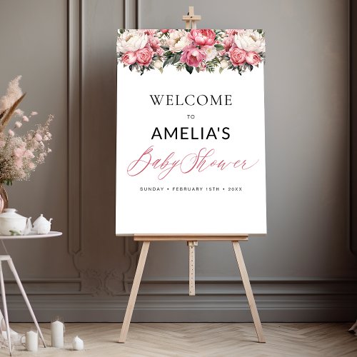 Pink Baby In Bloom Girl Baby Shower Welcome Sign