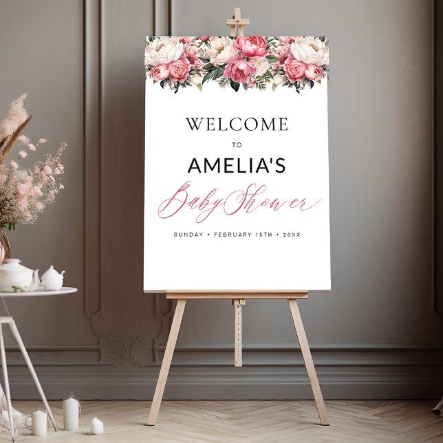 Pink Baby In Bloom Girl Baby Shower Welcome Sign (Creator Uploaded)