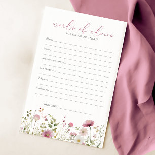 Pink Baby In Bloom Wildflower Baby Advice Card