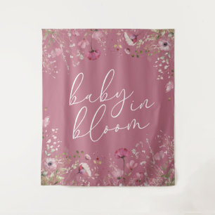 Pink Baby In Bloom Wildflower Baby Shower Tapestry