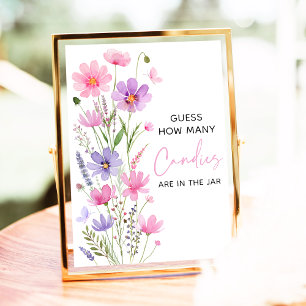 Pink Baby in Bloom Wildflower Guess How Many Game Poster