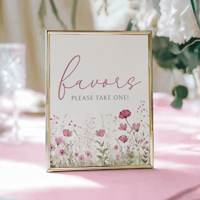 Pink Baby In Bloom Wildflower Shower Favor Sign (Creator Uploaded)