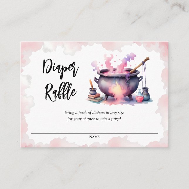 Pink Baby is Brewing Baby Shower Diaper Raffle Enclosure Card (Front)