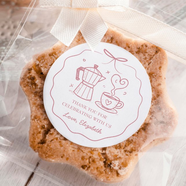 Pink Baby Is Brewing Coffee Thank You Classic Round Sticker (Creator Uploaded)