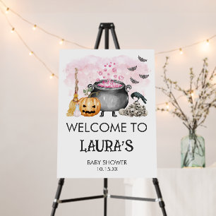 Pink Baby is Brewing Halloween Baby Welcome Sign