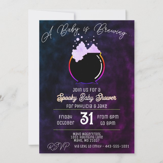 Pink Baby is Brewing Invitation (Front)