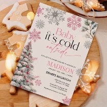 Pink Baby It's Cold Outside Baby Shower Invitation