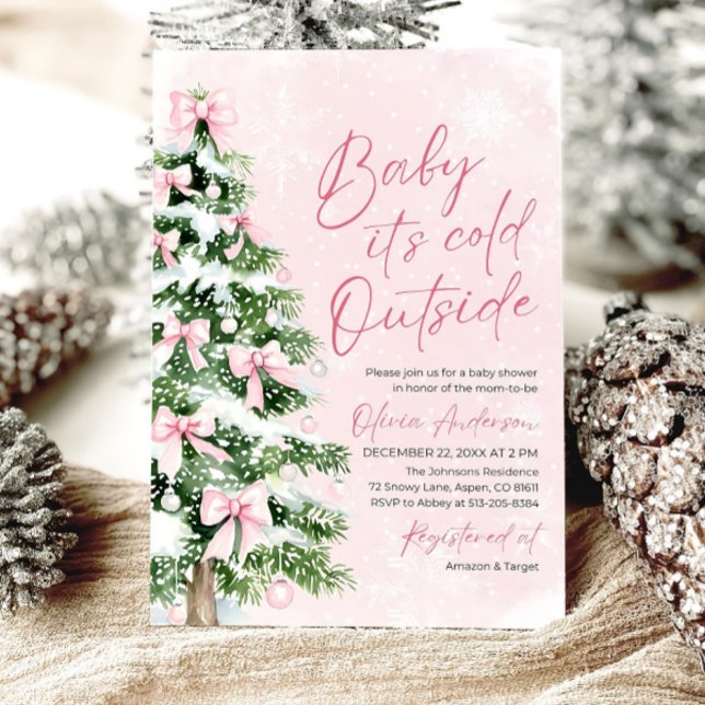 Pink Baby it's Cold Outside Baby Shower Invitation (Creator Uploaded)