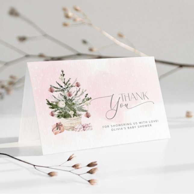 Pink Baby its cold outside baby shower thank you Card (Creator Uploaded)