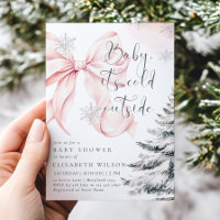 Pink Baby It's Cold Outside Bow Girl Baby Shower