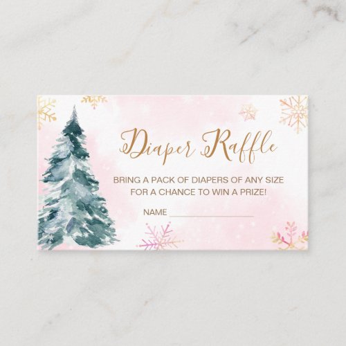 Pink Baby Its Cold Outside Diaper Raffle Enclosure Card