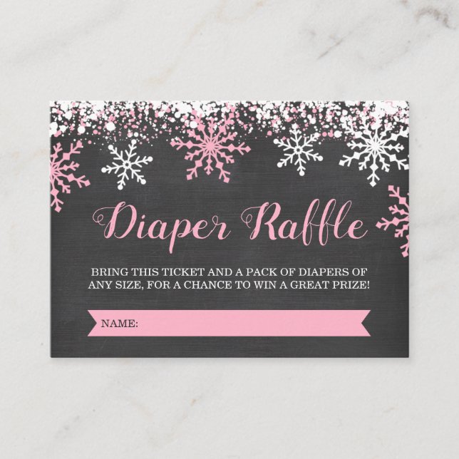 Pink Baby It's Cold Outside Diaper Raffle Ticket Enclosure Card (Front)