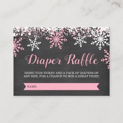 Pink Baby Its Cold Outside Diaper Raffle Ticket Enclosure Card