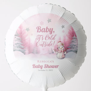 Pink Baby It's Cold Outside Snow Girl Baby Shower Balloon