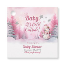 Pink Baby It's Cold Outside Snow Girl Baby Shower Favor Tags