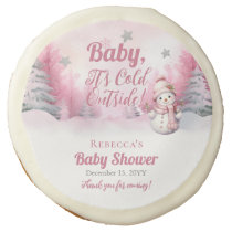 Pink Baby It's Cold Outside Snow Girl Baby Shower Sugar Cookie