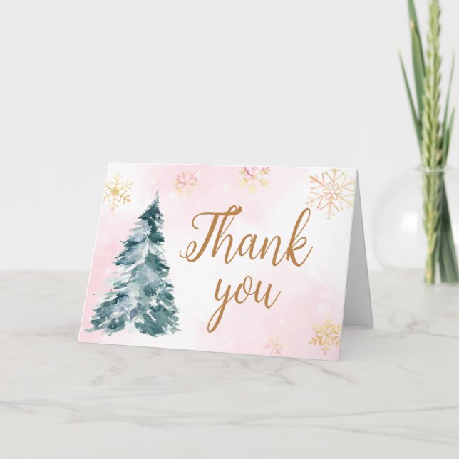 Pink Baby It's Cold Outside Thank You Card (Front)